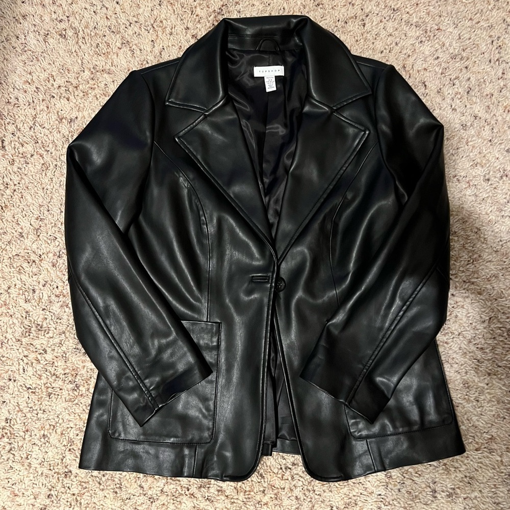 TopShop black leather blazer size medium